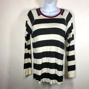 Billabong black and white stripe long sleeve tee L